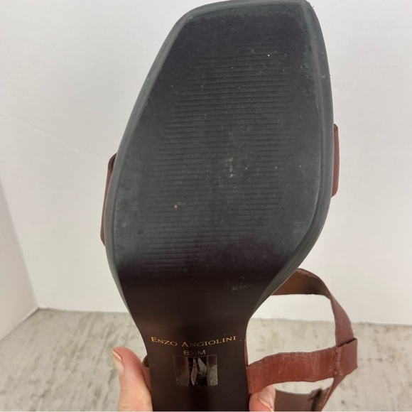 ENZO ANGIOLINI Women's Heels Sz 8.5 Leather Brown Stappy - Picture 14 of 15